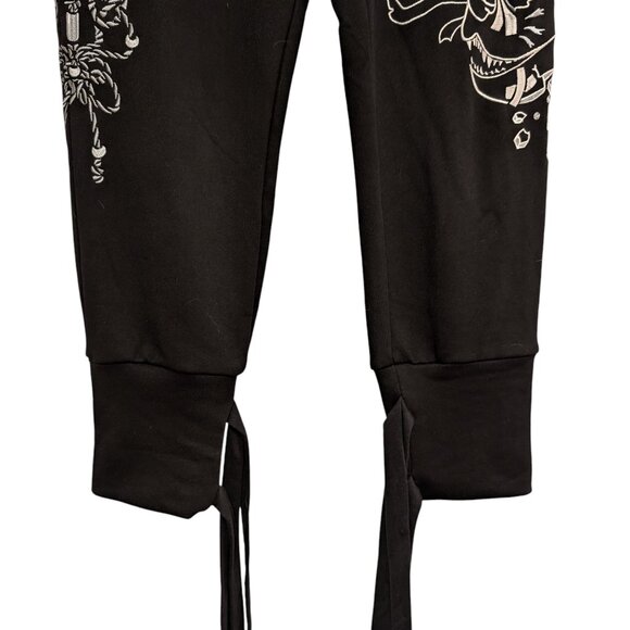 Iron Yokai Unisex Sz L Tobi Black Embroidered Adjustable Ties Jogger Work Pants - Picture 6 of 12